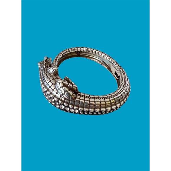 BRIGHTON Later Gator Alligator Swarovski Crystal Bracelet Clamper Bangle - Picture 6 of 6